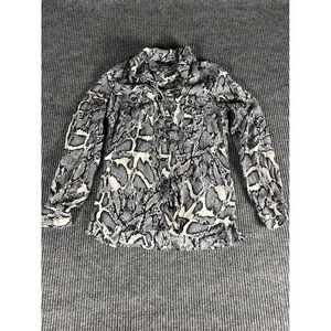 Guess by Marciano Silk Blend Snakeskin Print Button Down Blouse Grey XS